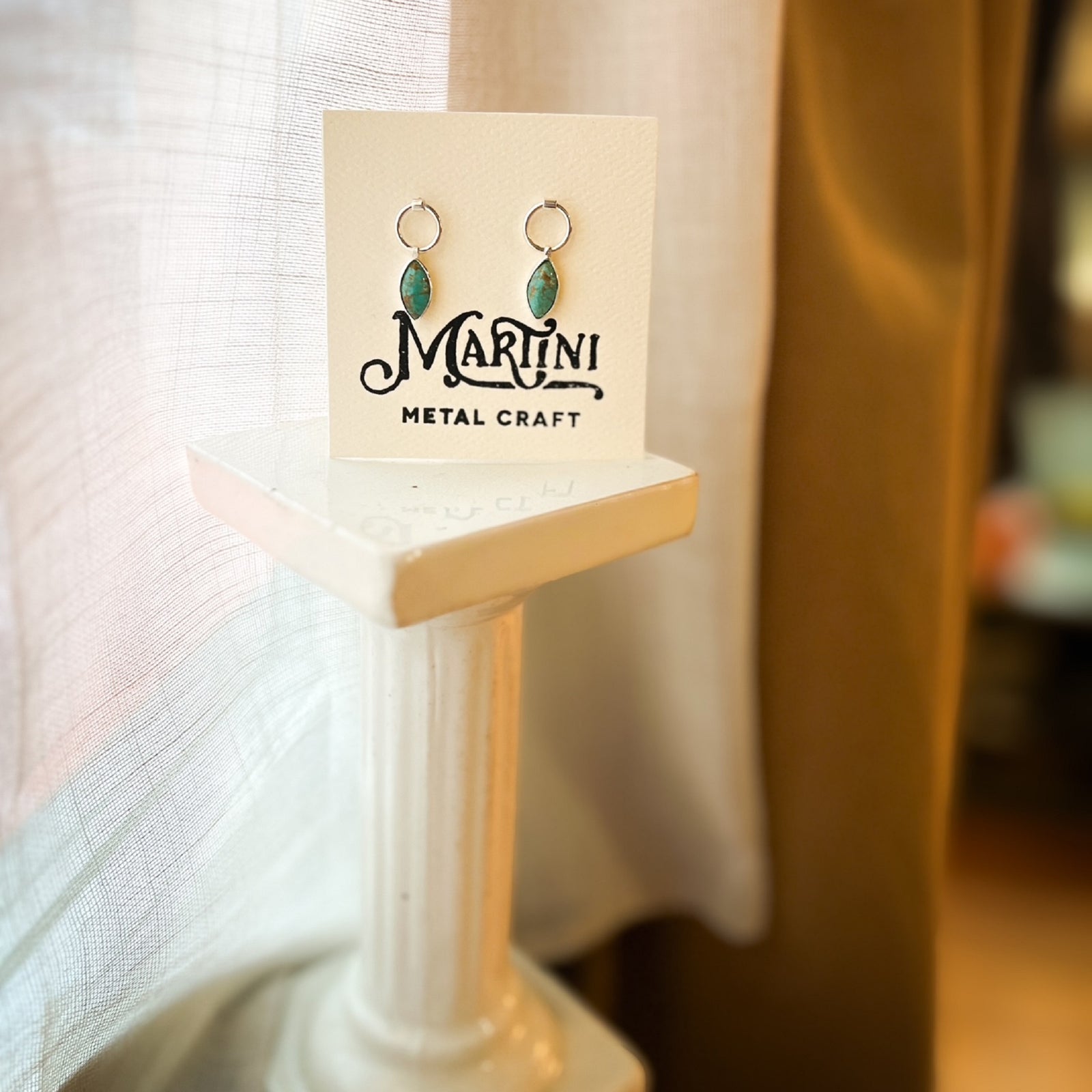 Natural Turquoise Sterling Silver Marquise Stud Earrings (10mm x 6mm)