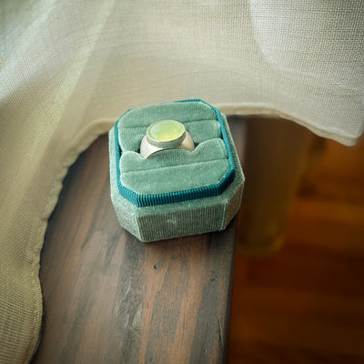 Sterling Silver Prehnite Statement Ring - Size 8