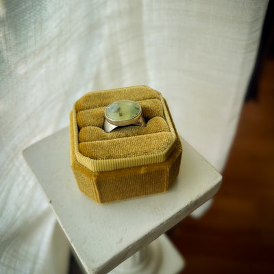 Sterling Silver Prehnite Statement Ring - Size 7