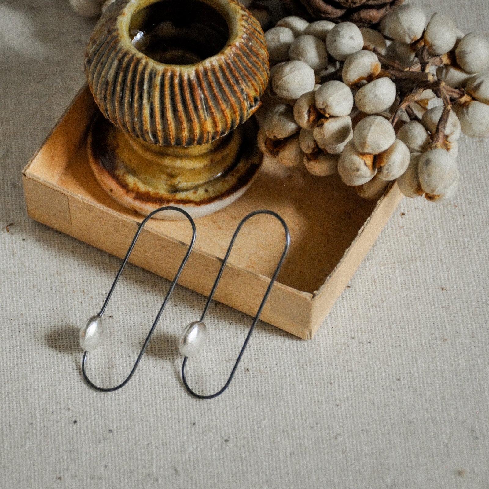 Infinita Drop Earrings - Matte Silver Oxidized